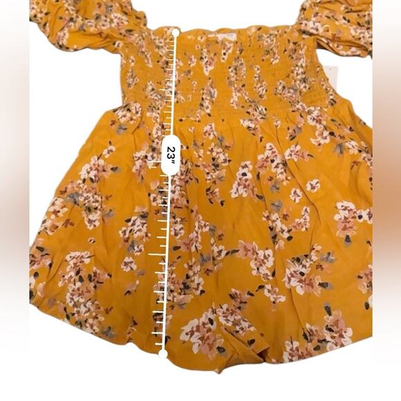 RTR Flynn Skye Justine Mustard Yellow Floral Puff Sleeve Romper Sz M‎ NEW - Picture 10 of 11